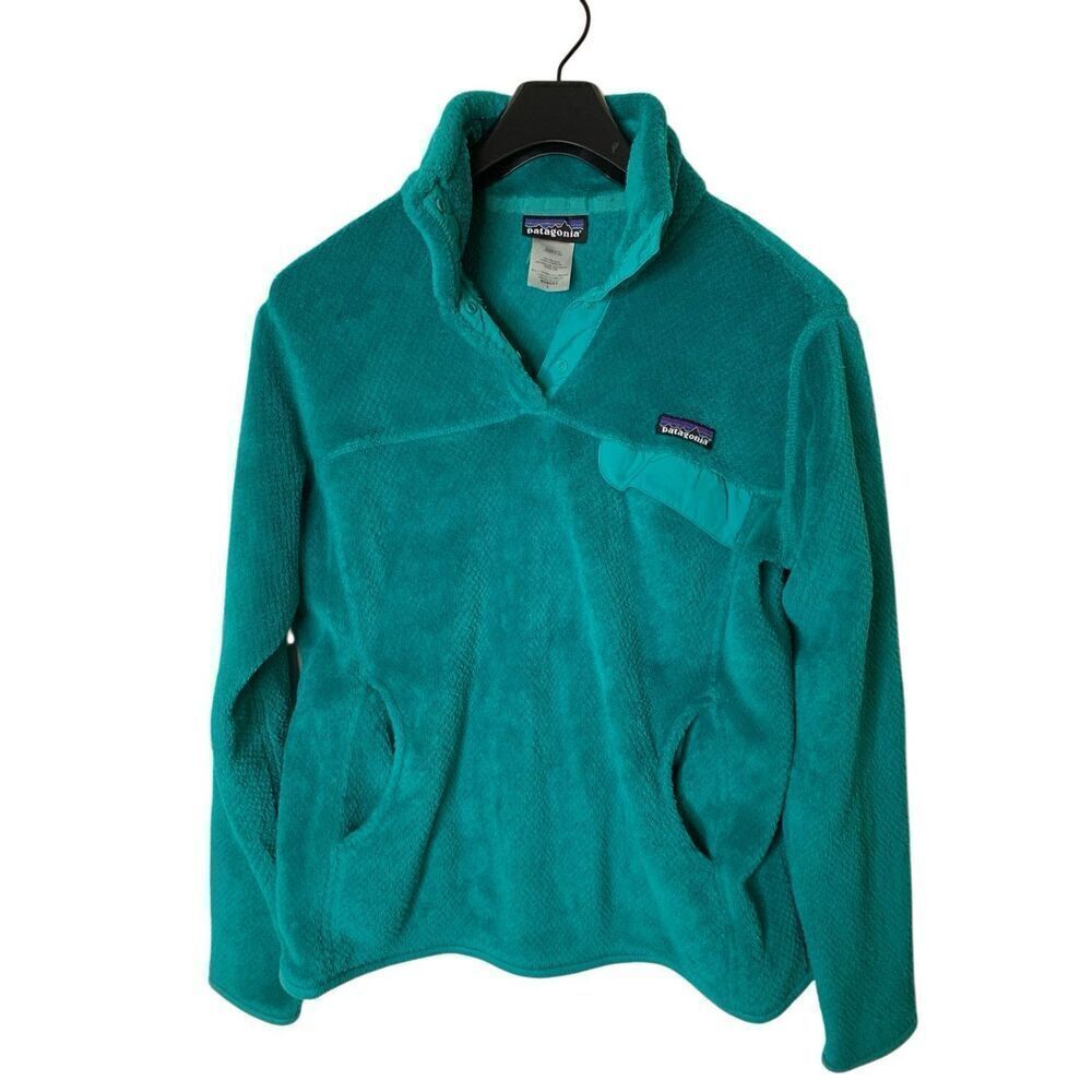 Patagonia Retool Snap T Fleece sweatshirt pullover teal women's size large